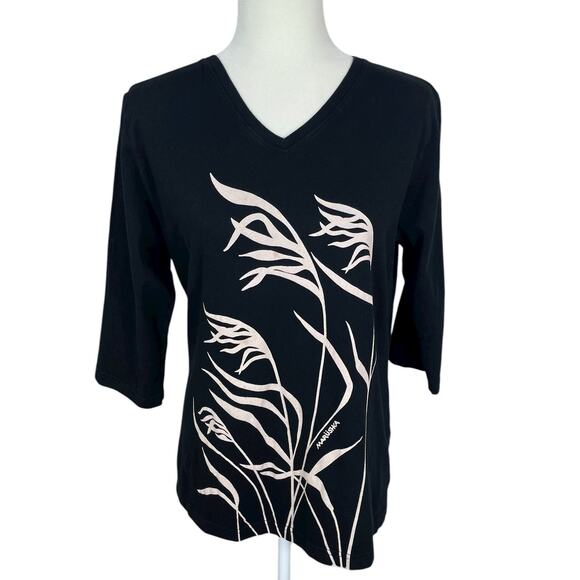 Marushka Hand Printed T-Shirt Women's Size Large Sea Grass In The Wind Unique - Picture 2 of 12